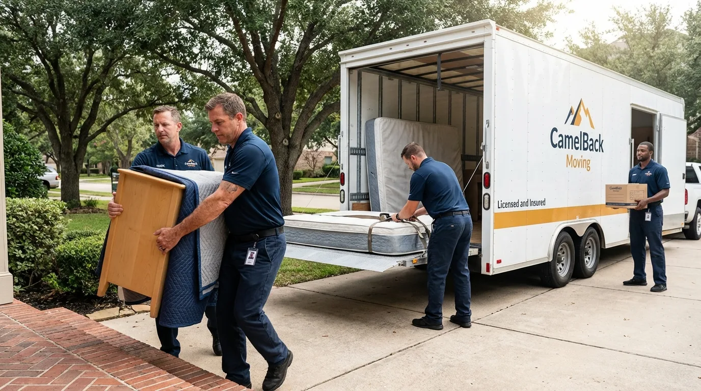 Crew loading residential truck for cross-state move from Anacortes, WA