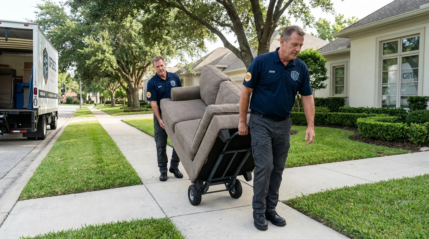 Local residential moving crew loading furniture in Anacortes, WA